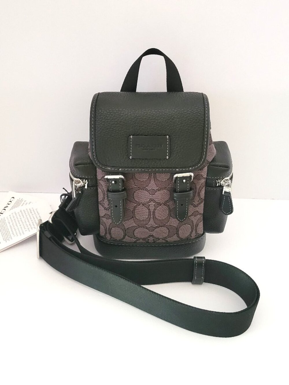 Coach CBF64 Sprint Sling Pack Signature Jacquard Small Messenger Bag Charcoal